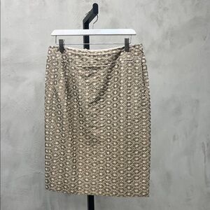 Akris Beige Geometric Pencil Skirt